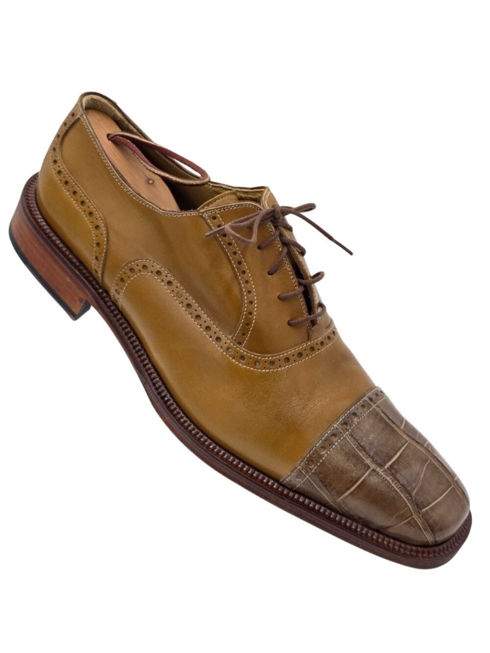 Vintage Alligator Mens 11M Taupe Brown David Eden Exotic Leather Dress Shoes - Picture 11 of 15